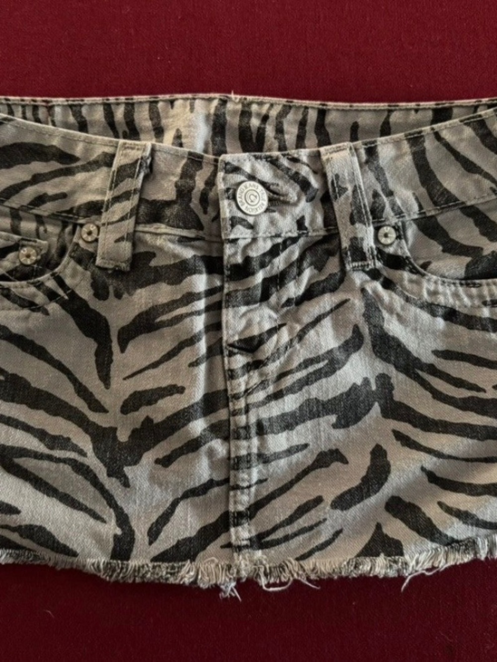 True religion, zebra print skirt